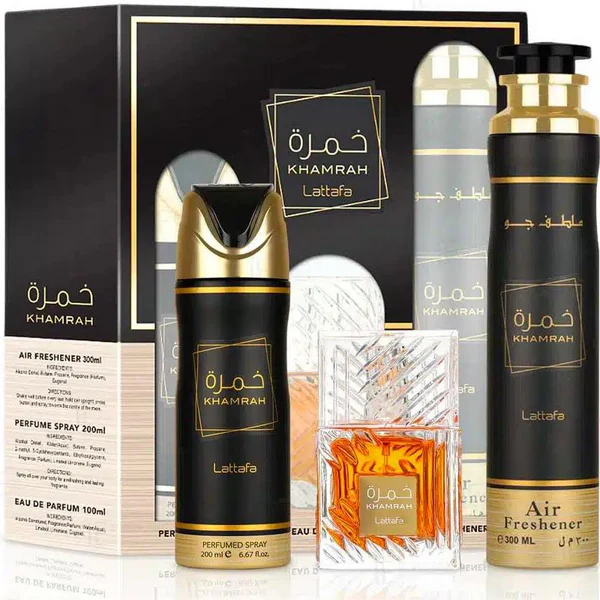 Pack KHAMRAH Perfume + ambientador + perfume spray